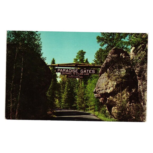 Paradise Gates Entrance Sylvan Lake Custer Park Black Hills Postcard Vintage - Picture 1 of 2